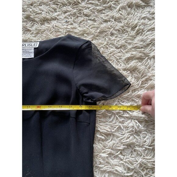 Carlisle Blouse Top Size 4 Silk Combination Black Sheer Short Sleeve Romantic - Picture 6 of 8